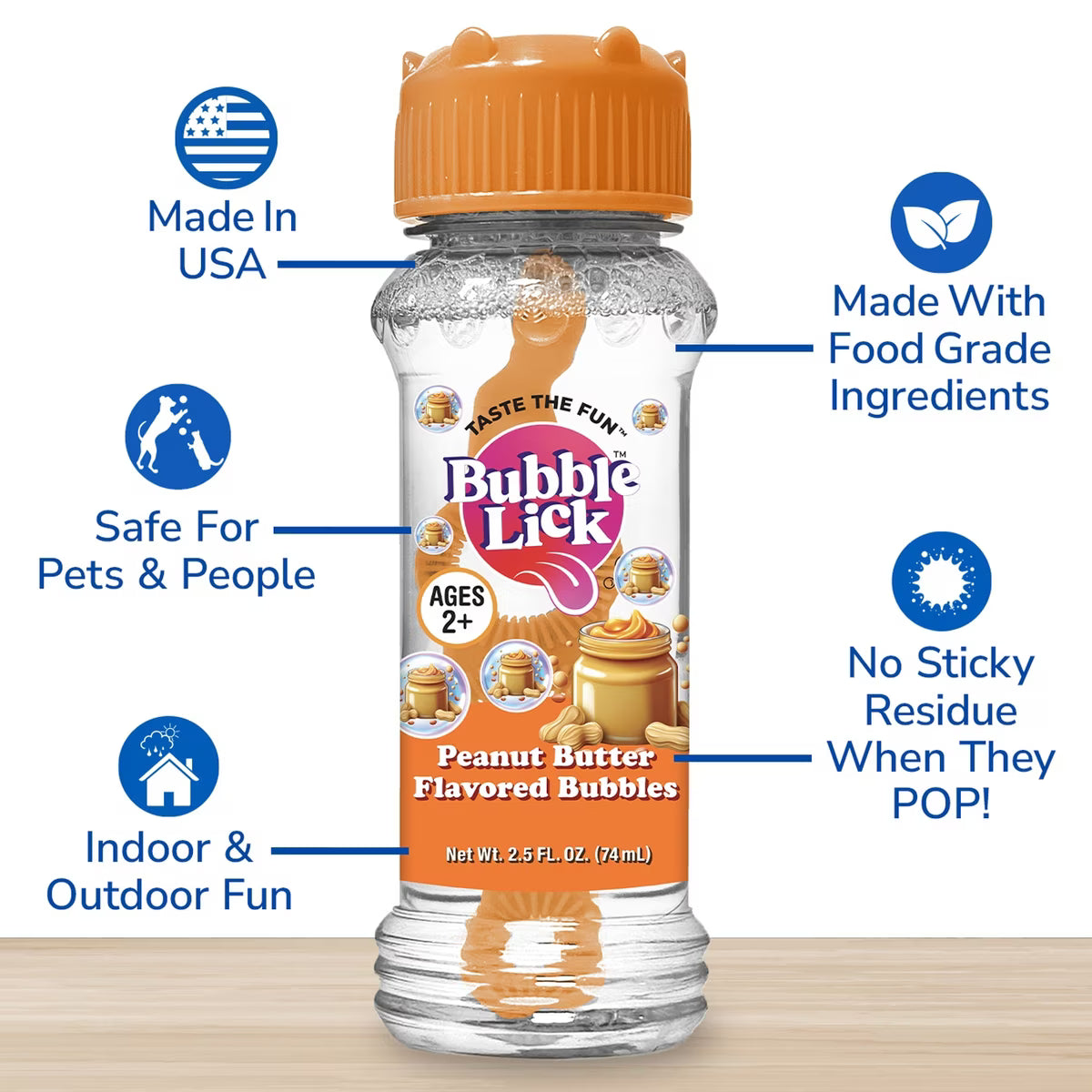 Bubble Lick Peanut Butter Swirl Flavored Dog Bubbles – Edible Pet Bubbles for Interactive Play & Enrichment