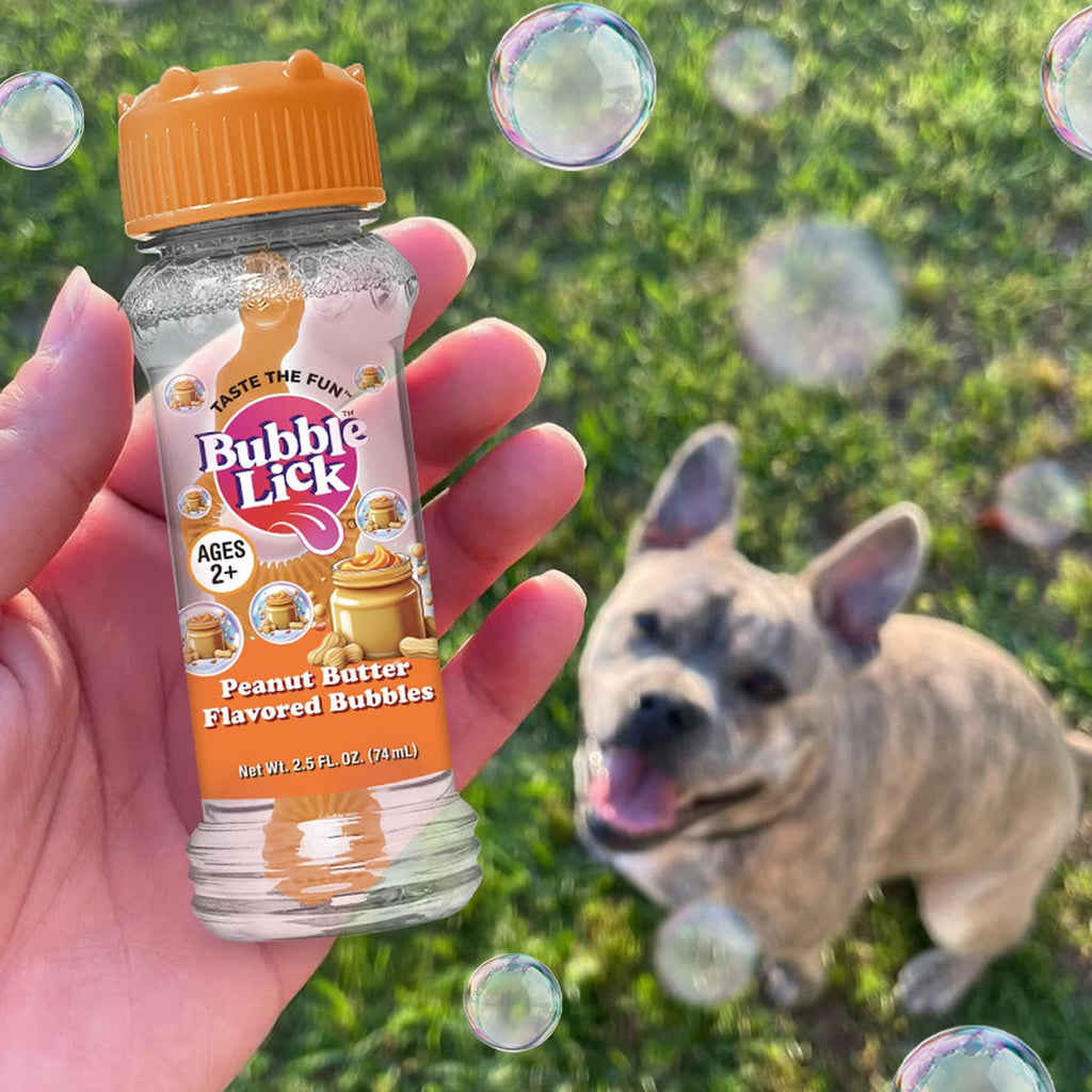 Bubble Lick Peanut Butter Swirl Flavored Dog Bubbles – Edible Pet Bubbles for Interactive Play & Enrichment
