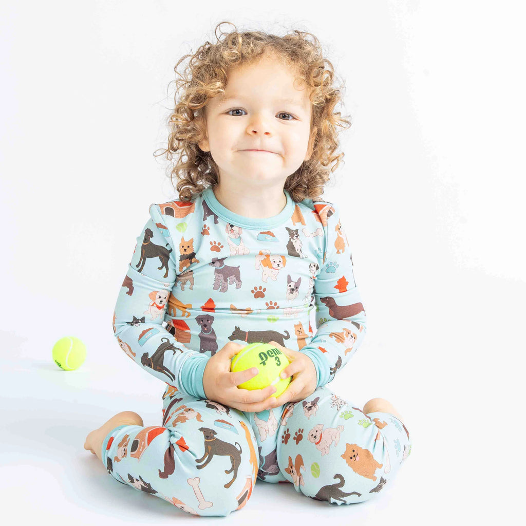 Dogs Bark Two-Piece Bamboo Long Sleeve Kids Pajama Pants Set