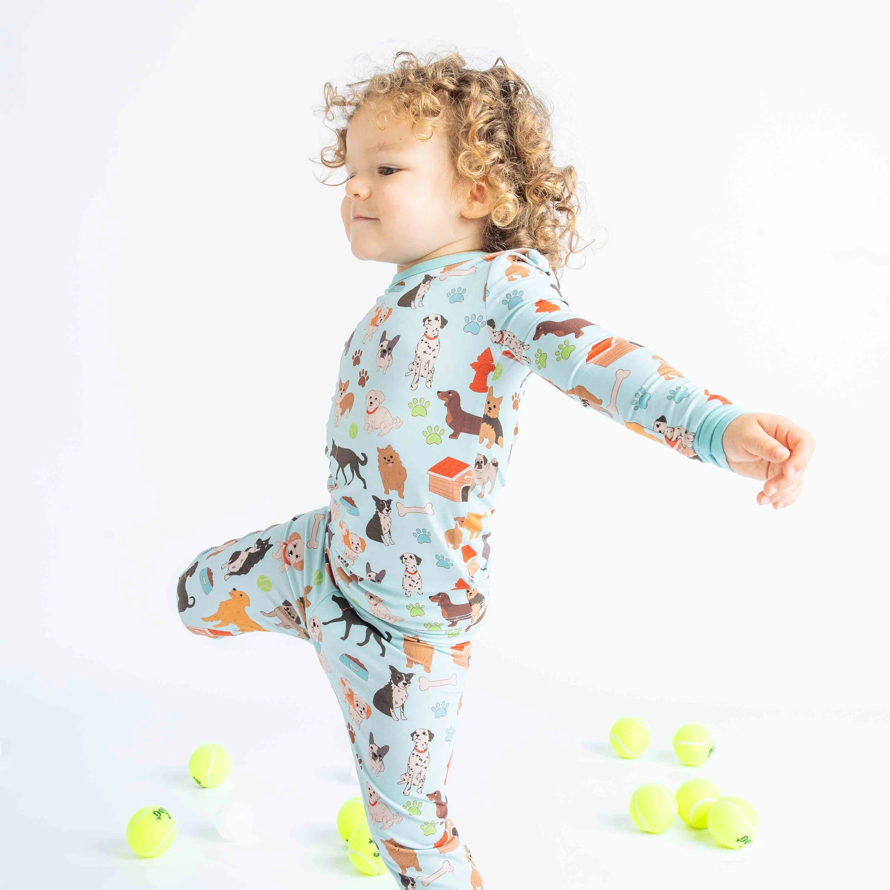 Dogs Bark Two-Piece Bamboo Long Sleeve Kids Pajama Pants Set