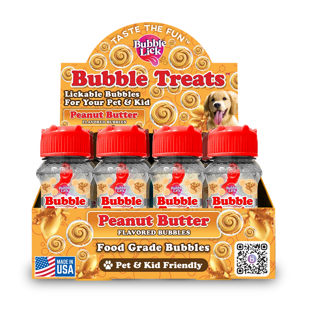 Bubble Lick Peanut Butter Swirl Flavored Dog Bubbles – Edible Pet Bubbles for Interactive Play & Enrichment