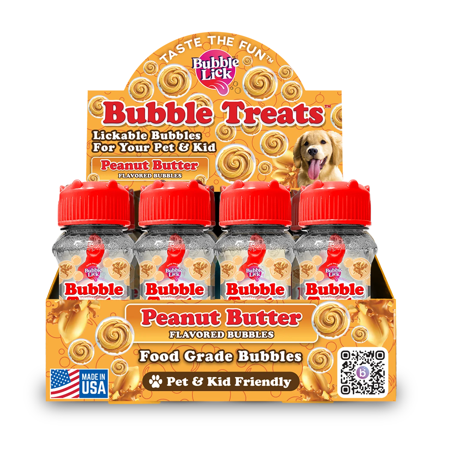 Bubble Lick Peanut Butter Swirl Flavored Dog Bubbles – Edible Pet Bubbles for Interactive Play & Enrichment