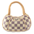 Tan Checker Chewy Vuiton Handbag Squeaker Dog Toy